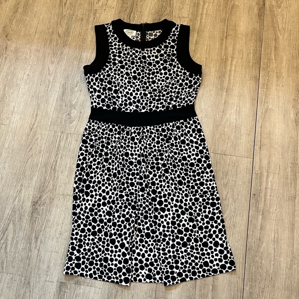 Talbots Sleeveless Dress 8P Black and White Splotches Spotted - Picture 13 of 14